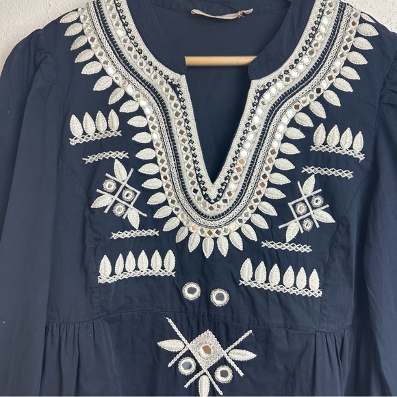 Tory Burch Keegan Embroidered Dress, Navy , Size 8 - Picture 2 of 8